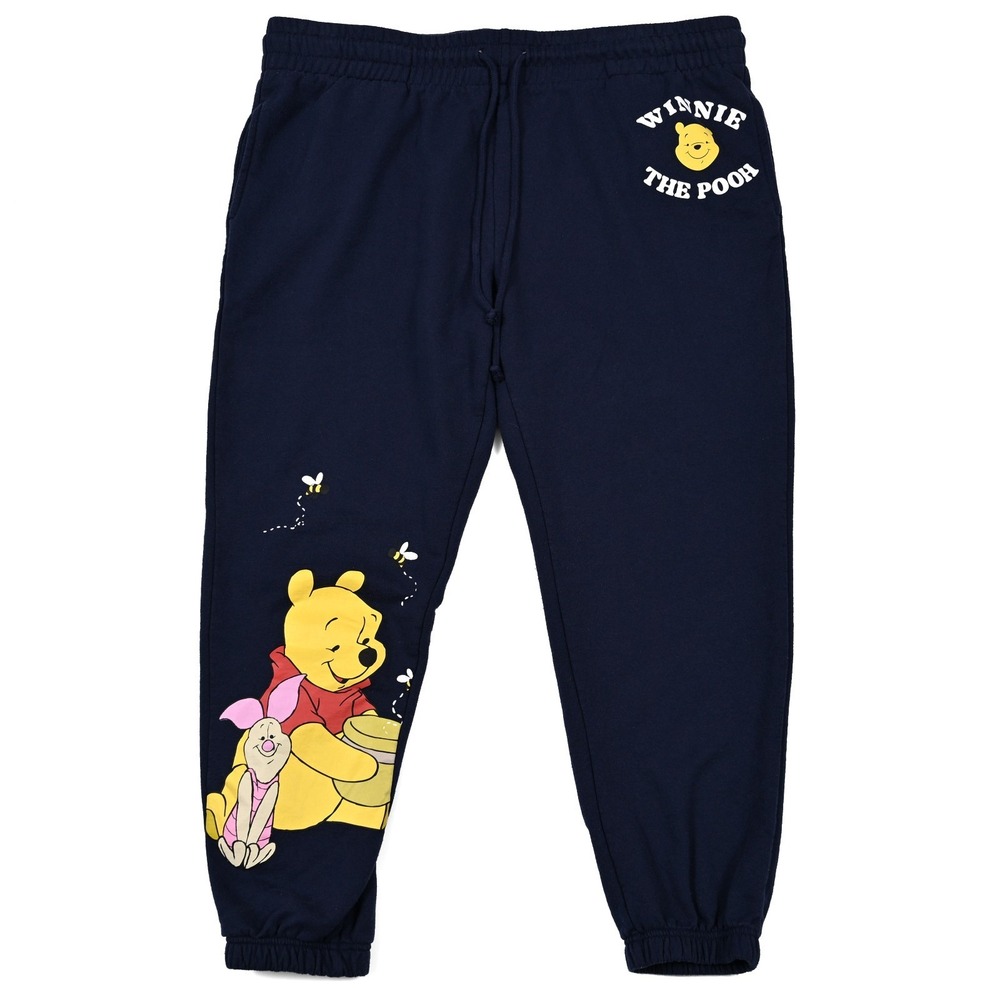Winnie The Pooh Disney Sweatpants Women's XL Blue Pockets Pull On Elastic Waist